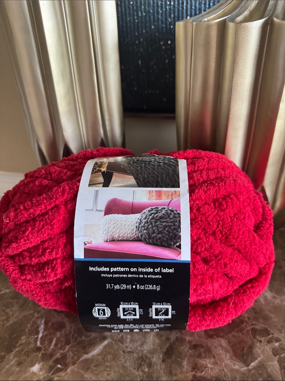 Mainstays Plush Chunky Yarn - Bright Red